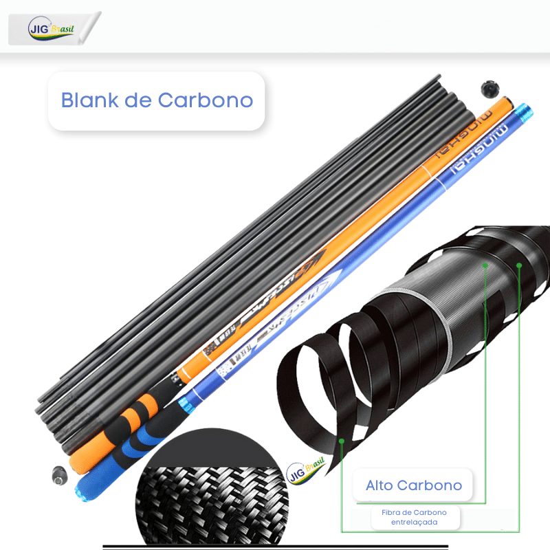 Vara Telescópica em Fibra de Carbono FRETE GRÁTIS - Jig Brasil