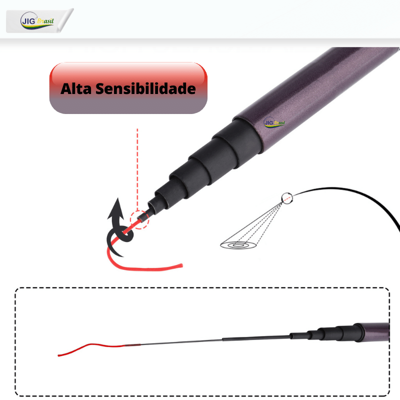 Vara Caipira de Carbono 2.7 a 7.2metros FRETE GRÁTIS - Jig Brasil