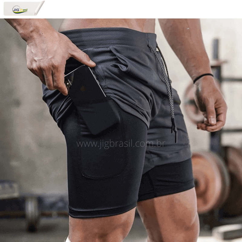 Short Crossfiteiro RUNNING com Forro Térmico Porta Celular Secagem Rápida - Jig Brasil