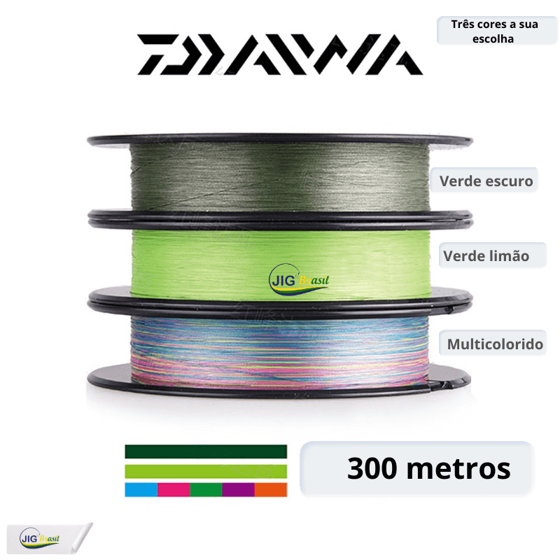 Linha Multifilamento DAIWA J-BRAID X8 300 Metros= FRETE GRÁTIS - Jig Brasil