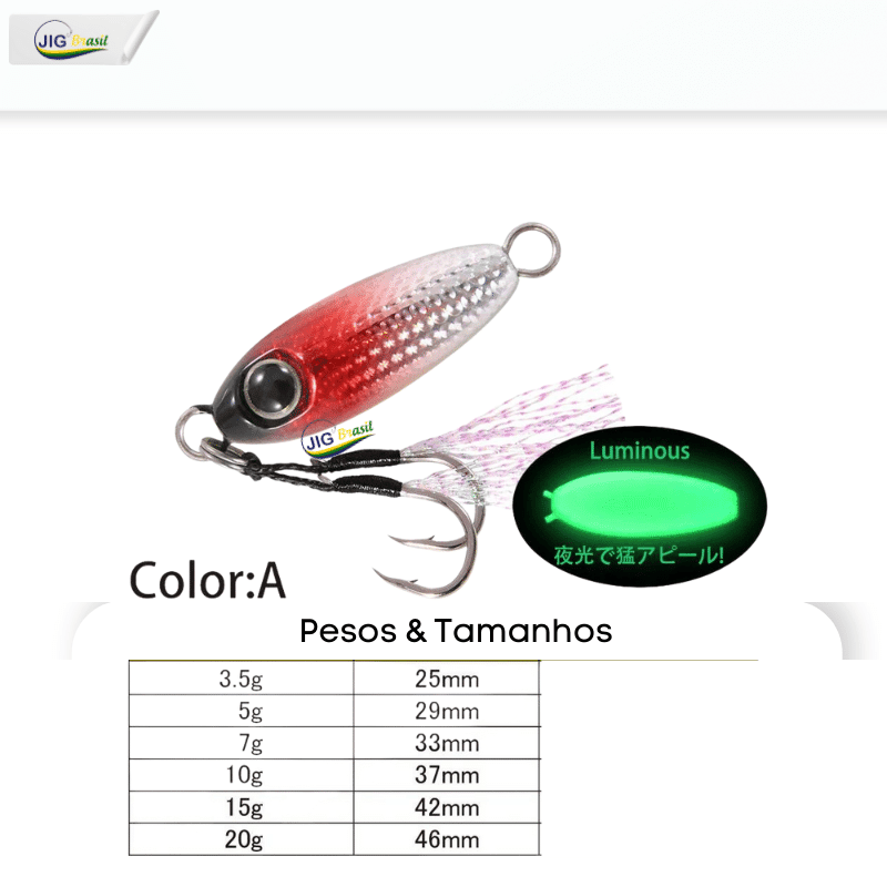 Micro Jig 3.5, 5, 7, 10, 15 e 20 Gramas FRETE GRÁTIS - Jig Brasil