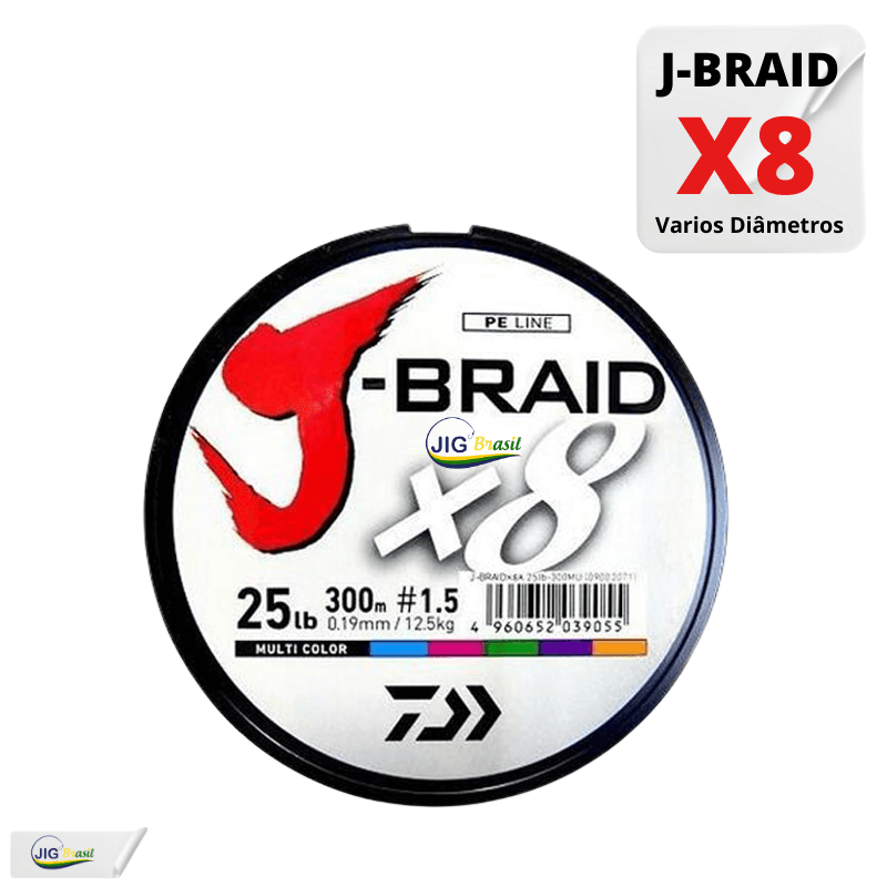 Linha Multifilamento DAIWA J-BRAID X8 300 Metros= FRETE GRÁTIS - Jig Brasil