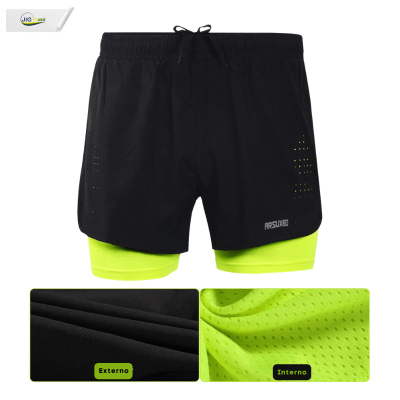 Short de Corrida com Forro Térmico Secagem Rápida RUNNING SHORT Frete Grátis - Jig Brasil