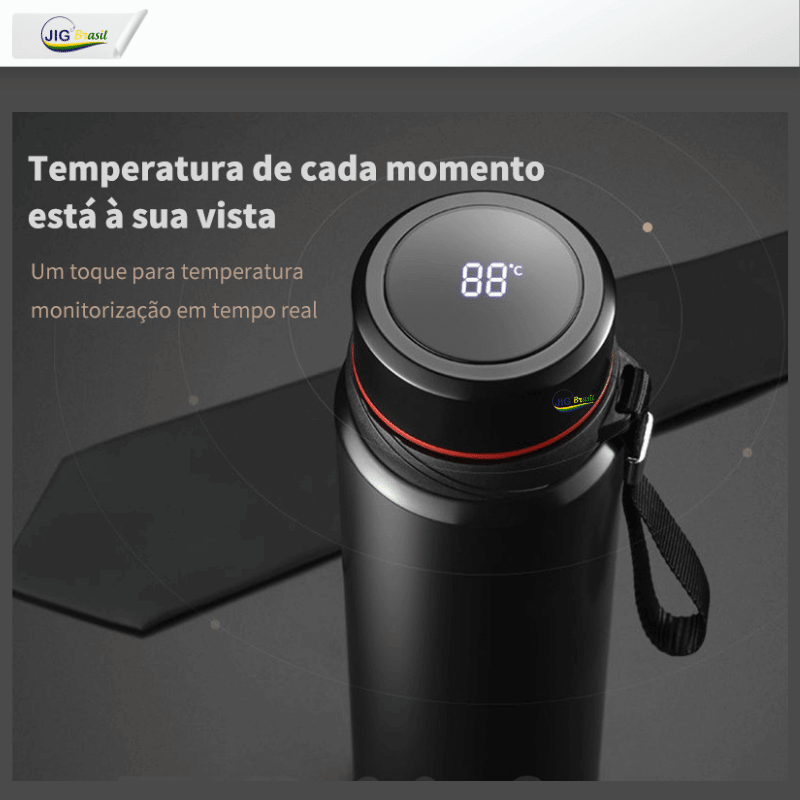 Garrafa Térmica em Aço Inox Ultra Moderna com Marcação de Temperatura em LED FRETE GRÁTIS - Jig Brasil