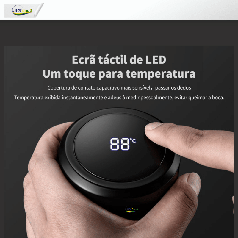 Garrafa Térmica em Aço Inox Ultra Moderna com Marcação de Temperatura em LED FRETE GRÁTIS - Jig Brasil