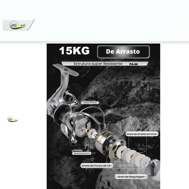 Molinete para Água Salgada com Carretel Duplo 14+1 BB Relação de Recolhimento 5.1:1 FRETE GRÁTIS - Jig Brasil