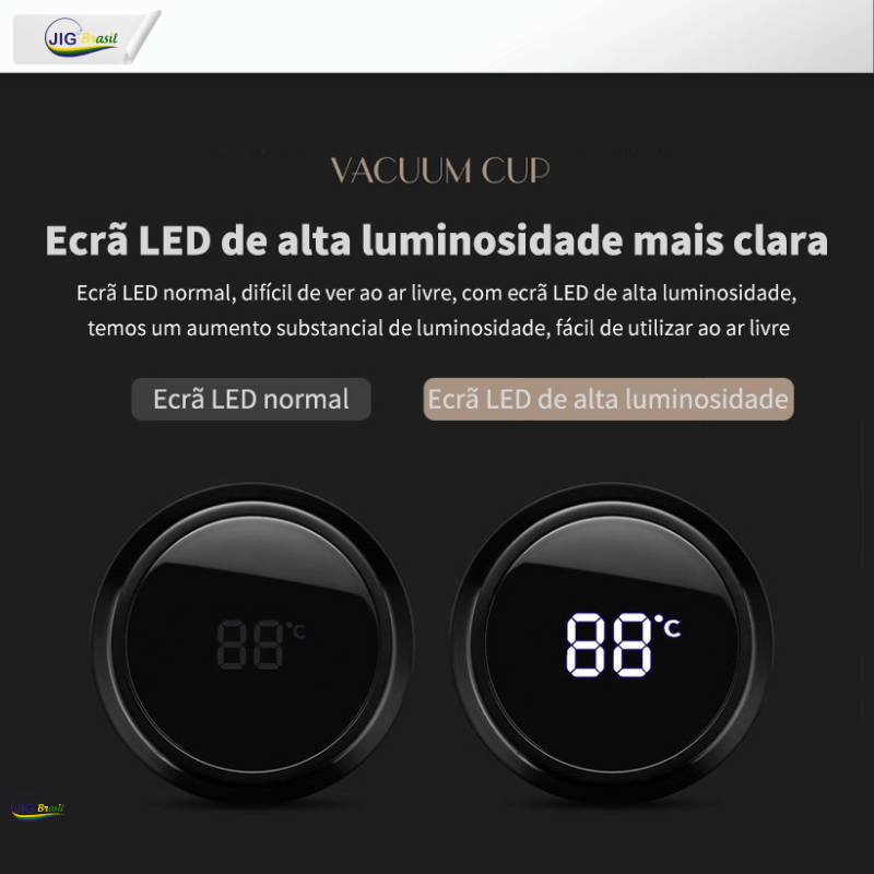 Garrafa Térmica em Aço Inox Ultra Moderna com Marcação de Temperatura em LED FRETE GRÁTIS - Jig Brasil