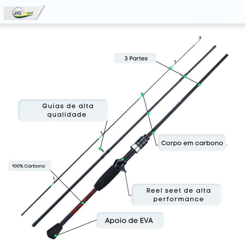 Vara de Pesca Ultra-Light em Fibra de Carbono 1.8metros FRETE GRÁTIS - Jig Brasil