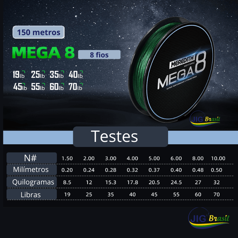 Linha Multifilamento 8X 150 Metros= FRETE GRÁTIS - Jig Brasil