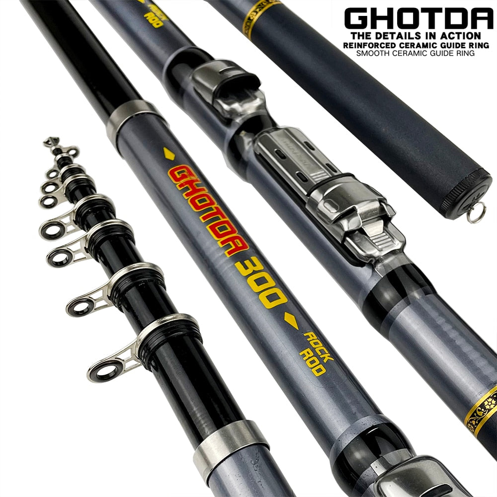 Vara de Pesca Telescópica Portátil 1.5 a 3 metros Fibra de Carbono FRETE GRÁTIS - Jig Brasil
