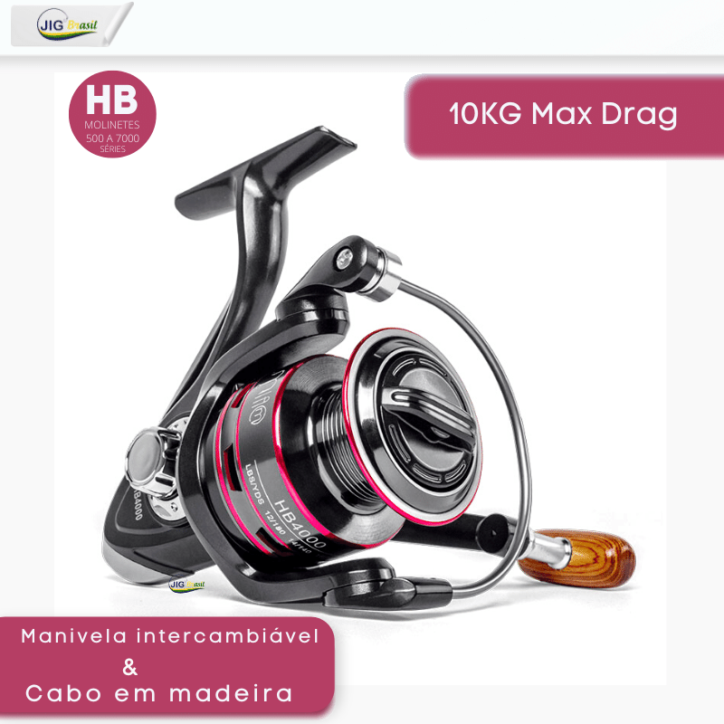 Molinete HB 1000 com 10Kg de Drag Carretel de Alumínio FRETE GRÁTIS - Jig Brasil