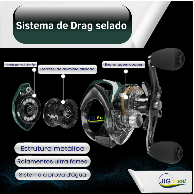 Carretilha ATD 200R Drag de 8kg Recolhimento 7.2:1 FRETE GRÁTIS - Jig Brasil