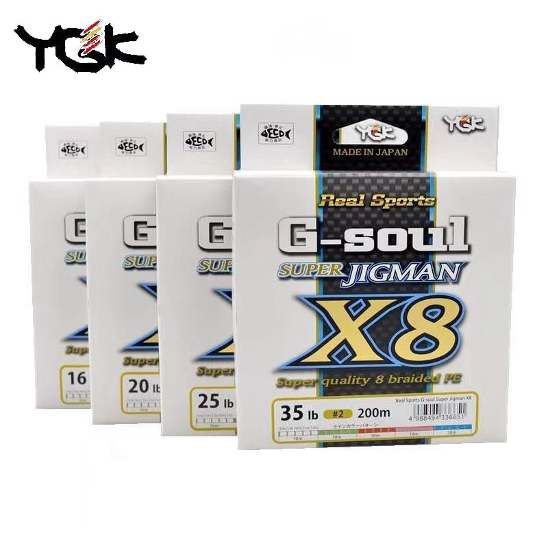 Linha de Pesca Multifilamento YGK G-SOUL X8 JIGMAN PE Multicolorida 200 ou 300 Metros - Jig Brasil