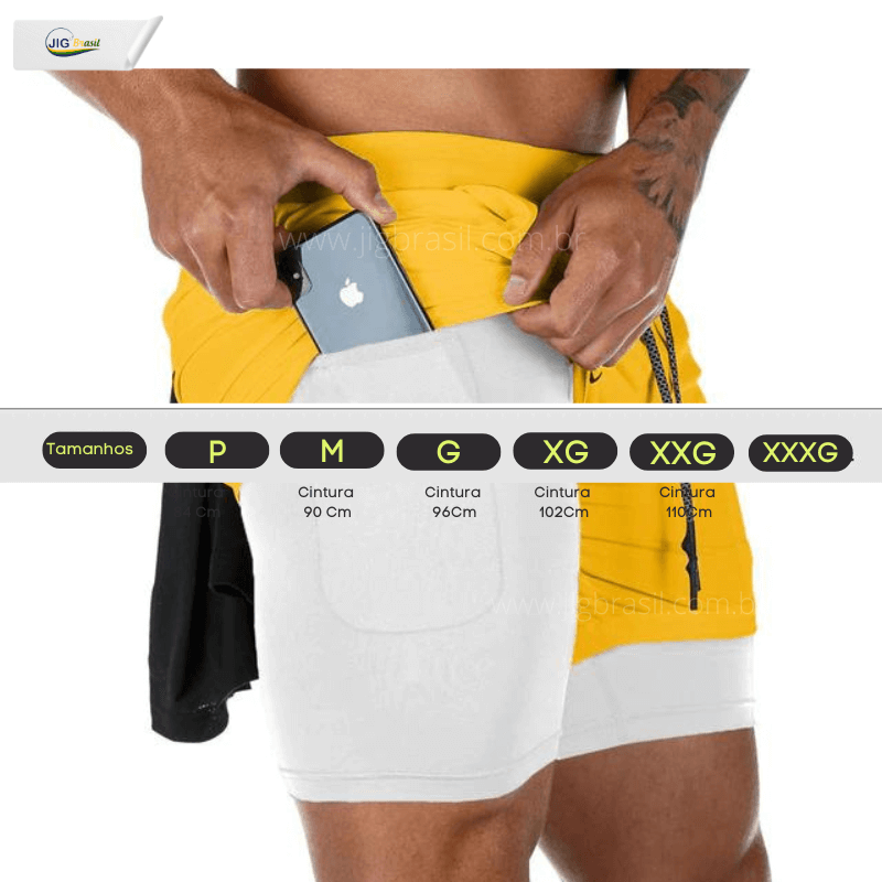 Short Crossfiteiro RUNNING com Forro Térmico Porta Celular Secagem Rápida - Jig Brasil