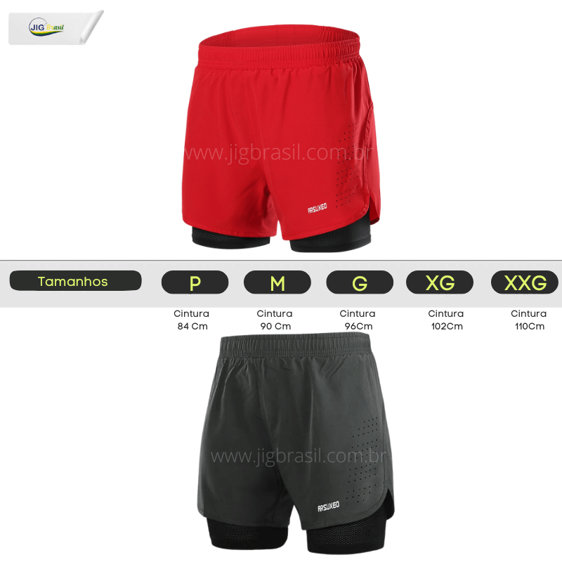 Short de Corrida com Forro Térmico Secagem Rápida RUNNING SHORT Frete Grátis - Jig Brasil